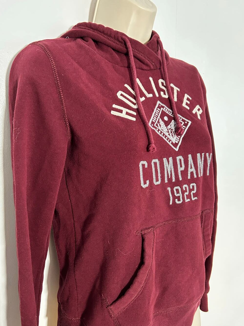 Hollister Vintage Hoodie Womens Small Burgundy Great Condition 90s Y2K Spell Out